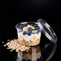 Op maat gemaakte logo/kleur 8-32oz transparante PET wegwerpcontainers & saladebekers voor fruit, groenten, delicatessen, acai bowls met koepel-/platte deksels