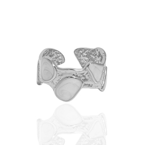 WMJB121 Anillos de Esmalte de Flujo Ancho Irregular Ajustables para Mujer S925 Anillos Circulares de Plata Esterlina - Product Image 1