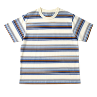 T-shirt rayé rétro à manches courtes pour hommes et femmes, 100% coton, tissu 230 grammes, hauts vintage de haute qualité