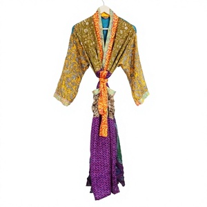 Kimono de Seda de Lujo, Ropa de Estar por Casa, Regalo Elegante, Estilo Boho, Uso Diario, Sexy, Hecho a Mano, Sari Vintage, Manga 3/4, Playa, Verano, Otoño - Product Image 1