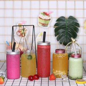 Empty 250ml 500ml Handmade Transparent PET Plastic Beverage <b>Bottle</b> with <b>Aluminum</b> Cover Screen Printing for Mineral <b>Water</b> Tea - Product Image 1