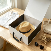 Boîte à chapeaux en carton gris rigide de qualité supérieure, laminée, faite à la main, pour le rangement et l'emballage cadeau