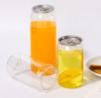 Boîtes de boissons jetables écologiques personnalisées en PET de 200 ml à 500 ml pour jus, thé, soda avec couvercle facile à ouvrir en aluminium