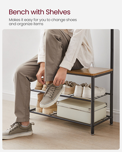 <span class=keywords><strong>VASAGLE</strong></span> entrée industriel 3 <span class=keywords><strong>étagère</strong></span>s facile à assembler porte-vêtements en métal multifonctionnel avec porte-chaussures - Product Image 6