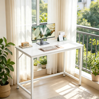 Bureau d'ordinateur, bureau de jeu, bureau à domicile pour petits espaces, 19,7x39,4x29,5 pouces, style moderne, structure métallique, blanc érable, facile à assembler