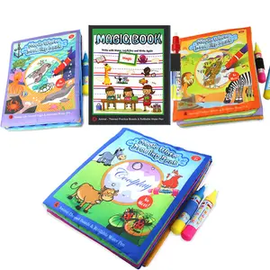 Giocattolo educativo libro da colorare ad acqua a tema animale per bambini Doodle Mat Magic Water Drawing Book con penne