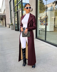 Nouvelle veste en cuir PU <span class=keywords><strong>longue</strong></span> pour <span class=keywords><strong>femme</strong></span>, tendance automne-<span class=keywords><strong>hiver</strong></span>, col cardigan, boutons, style streetwear, polyvalente et chaude - Product Image 2