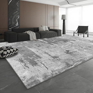 Alfombra Italiana Abstracta Rectangular, Imitación de Cachemira, Color Gris Claro, para Sala de Estar o Dormitorio, Cobertura Total, Fácil Cuidado - Product Image 3