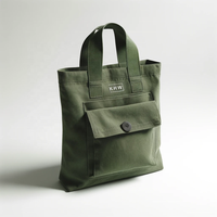 Sac fourre-tout personnalisé avec logo, sac de courses en toile de coton vert recyclé, sac d'impression avec poche extérieure
