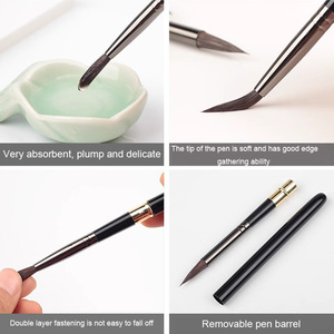 Ensemble <span class=keywords><strong>de</strong></span> pinceaux professionnels détachables pour <span class=keywords><strong>aquarelle</strong></span>, manche compact en métal noir, poils en nylon, pour artistes et peinture en plein air - Product Image 2