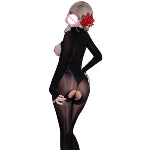 Lingerie sexy, collants ultra-fins brillants, combinaison intégrale sexy, collants noirs sans couture, collants sexy révélant la poitrine, entrejambe ouvert pour femmes - Product Image 1