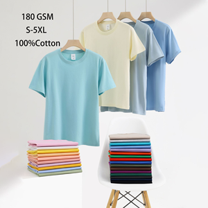 Logotipo personalizado 180 GSM 100% algodón 30 colores Unisex camiseta lisa ropa de calle Vintage en blanco de lujo de alta calidad camisetas de gran tamaño - Product Image 1