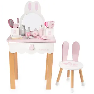 Wholesale high quality Children's Simulation Dressing Table Beauty Princess Pretend Play House Storage Jewelry Box Wooden Toy