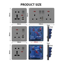 Prise murale universelle USB standard britannique 13A gris nordique, interrupteur d'éclairage 1 gang 2 voies, vente chaude