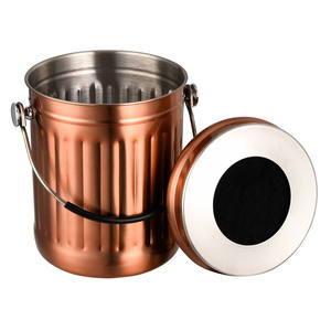 Cuivre or rose laiton acier inoxydable cuisine jardin déchets alimentaires composteur poubelle - Product Image 1