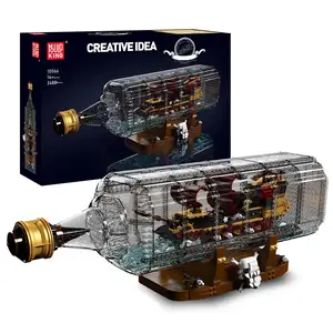 Mal King Nieuw Driftfles Met Zwarte Parelschip Bouwstenen Set Moc Queen Anne Wraak Piratenschip Model