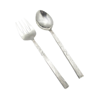 Ensemble de serveurs à salade classiques en acier inoxydable avec poignée texturée, ustensiles en métal durables pour les fêtes, mariages, événements de restauration