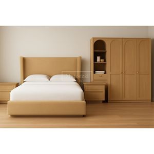 Modern Cozy Minimalist Wood Bedroom Furniture Set with Customized <b>Storage</b> and Tufted Design for Apartment and Hotel Use - Product Image 3
