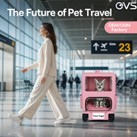 Poussette pour animaux de compagnie OVS 4 roues 3-en-1, double, détachable, moderne, stable, ergonomique, sécurisée, automatique