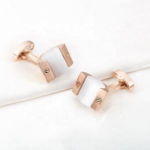 プロモーションメンズアクセサリーカフリンクファッションカスタマイズ可能なメンズシャツカフリンクアクセサリーローズゴールドセミプレシャスストーンカフリンクス - Product Image 6