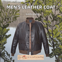 Blouson Bomber Vintage Décontracté pour Homme en Cuir de Cheval 100% Véritable et Laine, Imperméable, Écologique, Tendance, Logo Personnalisé