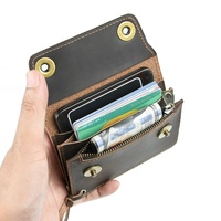 Sac banane pour homme en cuir véritable, à porter à la ceinture, pour sports de plein air, tactique, avec fermeture à cordon, portable et compact