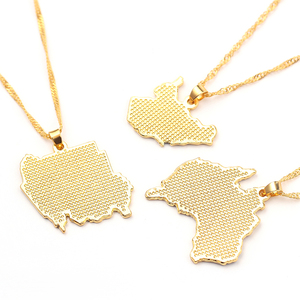 Nuevo Collar con Mapa del Mundo y Bandera de Oro, África, Guinea, Ghana, Liberia, <span class=keywords><strong>Jamaica</strong></span> Submarina, Sudáfrica, Congo, Honduras, Cadena con Colgante - Product Image 5