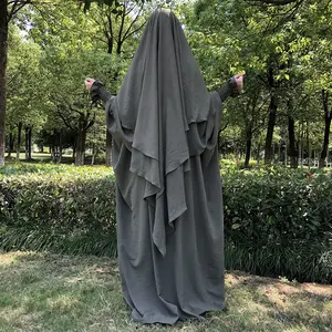 Abaya de mariposa con Khimar para mujer, ropa islámica musulmana de alta calidad, crepé, Jazz, Jilbab, Hijab, conjunto de dos piezas de Abaya
