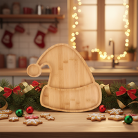 Kerst Houten Dienblad Cartoon Hoedvormige Decoratieve Plaat Hout Fruit Snack Deli Schaal Voor Feestelijke Weergave