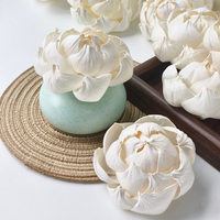 Fleur de pivoine en bois de Sola de 6 cm, écologique, parfumée, sans fumée, aromathérapie, remplacement artisanal pour mariage, Saint-Valentin, Noël