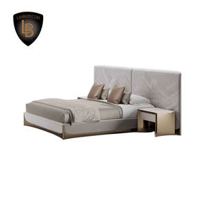 विस्तारित हेडबोर्ड के साथ लक्जरी बिस्तर आधुनिक नरम शैली चमड़े के बिस्तर फ्रेम रानी/किंग आकार नाइट स्टैंड के साथ - Product Image 5