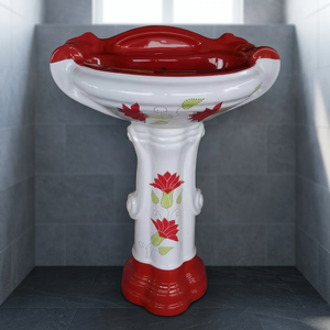 Modern Rectangular Wash Basin With <b>Full</b> Pedestal Ceramic Floor Standing Bathroom Sink Sanitary Ware - Product Image 6