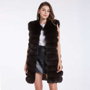 Cappotti Lunghi da Donna in Vera <span class=keywords><strong>Pelliccia</strong></span> di Volpe Morbidi e Soffici con <span class=keywords><strong>Maniche</strong></span> Rimovibili Fornitura Fabbrica Cinese - Product Image 4