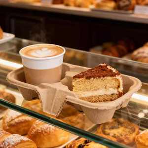 Portavasos Biodegradable de Pulpa Moldeada, Portavasos Desechable para Vasos de 12-32 oz, Empaque Sostenible para Cafeterías - Product Image 1