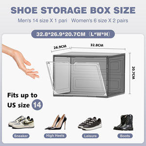 DAYOOH Lot de 10 boîtes à chaussures noires épaisses, organisateur de chaussures robuste amélioré, empilable, avec porte latérale rabattable - Product Image 2