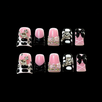 Faux ongles en acrylique 3D faits main en gros, motif canard, à pression large, réutilisables, personnalisables OEM ODM, fourniture directe usine