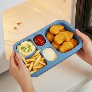 Household Food Grade Sealing Silicone <b>Lunch</b> <b>Bento</b> <b>Box</b> Silicone Food Storage Container 5 Compartment Fruit Snack <b>Bento</b> Spice <b>Box</b> - Product Image 3