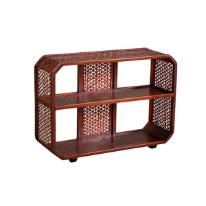 Étagère de présentation antique en bambou tressé laqué, support de rangement pour service à thé, ornement rétro multi-compartiments pour salon de thé, surplus de stock. - Product Image 5