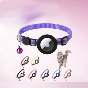 Waterproof Reflective AirTag Cat <b>Collar</b> with Bell Adjustable Nylon Anti-Lost Tracking Cat <b>Collar</b> - Product Image 2