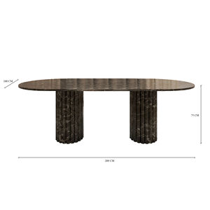 Mesa de Comedor Ovalada Lorenzo Verde Levanto de Kumusi Furniture con Diseño Acanalado - Product Image 4