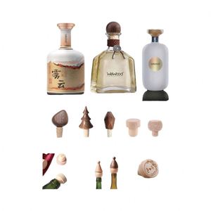 Bouchon de bouteille en verre en bois personnalisé pour le stockage du vin, bouchons en verre pour bouteilles de vin et spiritueux - Product Image 1