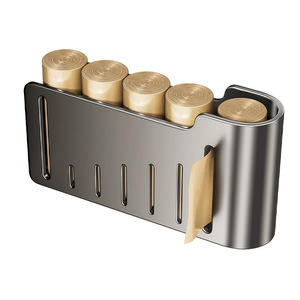 Organizador de bolsas de basura para cocina, soporte para bolsas de plástico, estante de almacenamiento sin perforaciones, forma rectangular para contenedor de alimentos - Product Image 2