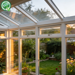 Véranda professionnelle extérieure à toit incliné, véranda de jardin en verre trempé double - Product Image 1