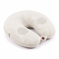 Oreiller de voyage multifonctionnel en forme de U avec haut-parleurs intégrés, en peluche douce, pour avion, train, voiture et bureau