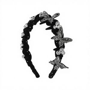 Serre-tête Ondulé Papillon pour Femme, Luxe, Scintillant, Strass, Perles, Cristaux, Barrettes Élégantes, Accessoires pour Cheveux - Product Image 2