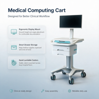 Chariot médical pour ordinateur portable avec tiroir, chariot mobile pour infirmières sur roulettes, poste de travail en ABS pour clinique et service