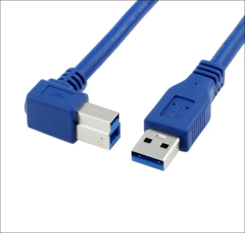 USB 3.0 A Plug Ke Kanan Sudut 90 Derajat USB 3.0 Kabel Plug Tipe B Kabel Printer Kecepatan Tinggi AM / BM