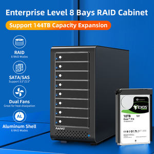 Boîtier de stockage <span class=keywords><strong>RAID</strong></span> <span class=keywords><strong>multi</strong></span>-baies en aluminium pour disques durs / SSD SAS / SATA 2,5 pouces / 3,5 pouces - Product Image 3