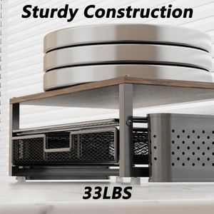 Support d'écran en bois, étagère de <span class=keywords><strong>bureau</strong></span>, organisateur de <span class=keywords><strong>bureau</strong></span> avec tiroir et porte-stylo, support d'ordinateur à 2 niveaux, organisation de <span class=keywords><strong>bureau</strong></span> - Product Image 4