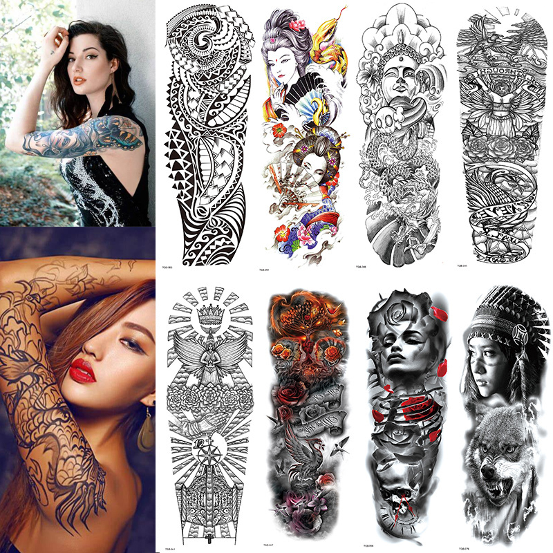 Водостойкие временные тату-наклейки на все руки